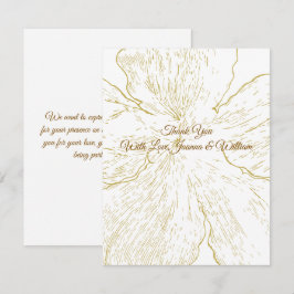 Goldene florale Linienkunst Botanische Hochzeits-D Dankeskarte