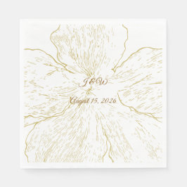 Goldene florale Linienkunst Botanische Hochzeits-L Serviette