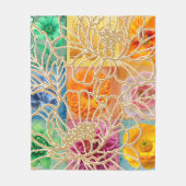 Goldene Florale Mosaik-Flanelldecke Fleecedecke (Vorderseite)