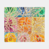 Goldene Florale Mosaik-Flanelldecke Fleecedecke (Vorderseite (Horizontal))