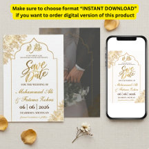 Goldene florale Moschee Eleganz Nikah Termin vorme