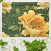 Goldene Florale Tapete Geschirrtuch (Gefaltet)