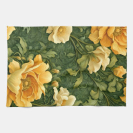 Goldene Florale Tapete Geschirrtuch