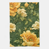 Goldene Florale Tapete Geschirrtuch (Vertikal)