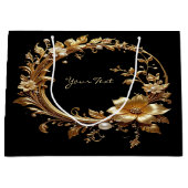 Goldene florale verzierte Rahmen-Geschenktüte Große Geschenktüte (Vorderseite)