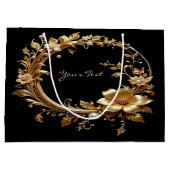 Goldene florale verzierte Rahmen-Geschenktüte Große Geschenktüte (Rückseite)