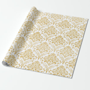 Goldene florale Vintage-Damaske Geschenkpapier