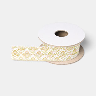 Goldene florale Vintage-Damaske Satinband