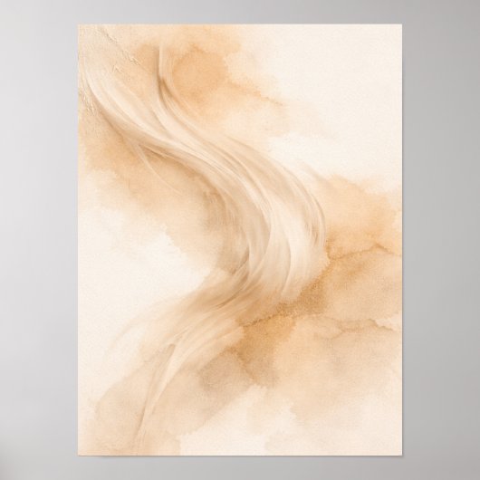 Goldene Flow-Abstrakte Wandkunstposter – Elegantes Poster (Vorne)