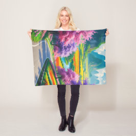 "Goldene Flucht - Naturfantasiewelt Fleece Blanket