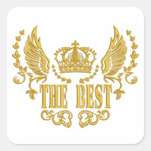 Goldene Flügel krönen den Besten Quadratischer Aufkleber