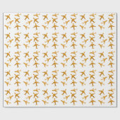 Goldene Flugzeug oder Flugzeuge Geschenkpapier (Flach)
