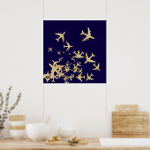 Goldene Flugzeuge / Flugreisen Poster (Küche)