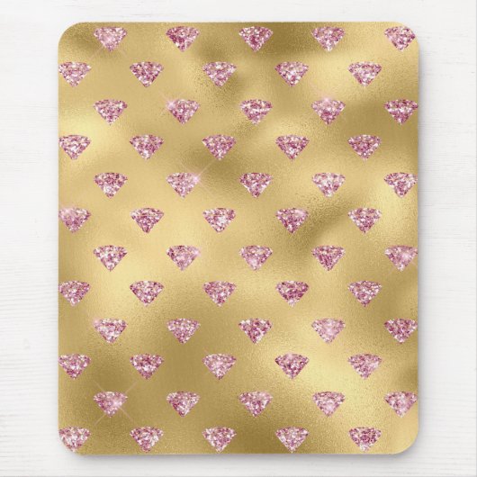 Goldene Fohlen & Leichtes Rosa Glam Glitzer Diaman Mousepad (Vorne)