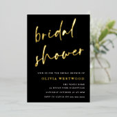 Goldene Fohlen & Schwarzes Modernes Brautparty Gol Folieneinladung (Stehend vorne)