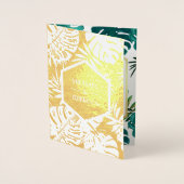 Goldene Foil Aquamarin Monstera Hochzeit Einladung (Vorderseite)