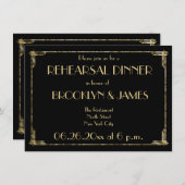 Goldene Foil Art Deco Hochzeit Probe lädt zum Verw Einladung (Vorne/Hinten)