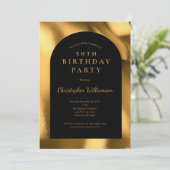 Goldene Foil Black Men's Modern Arch 50. Geburtsta Einladung (Stehend Vorderseite)