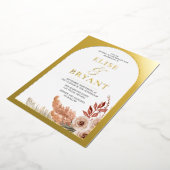 Goldene Foil Boho Blumen Moderne weiße Hochzeitsfo Folieneinladung (Gedreht)