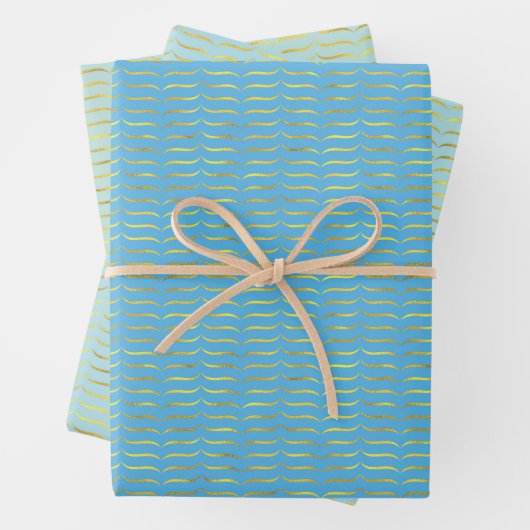 Goldene Foil Brackets Meer Grün gefärbte Hintergrü Geschenkpapier Set (Beispiel)