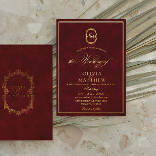 Goldene Foil Burgundy Minimalistisch & elegant Hoc Folieneinladung