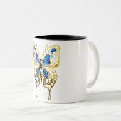 Goldene Foil Butterfly Elegante Tasse (VorderseiteRechts)