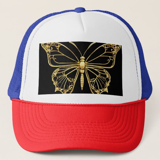 Goldene Foil Butterfly Elegante Truckerkappe (Vorderseite)
