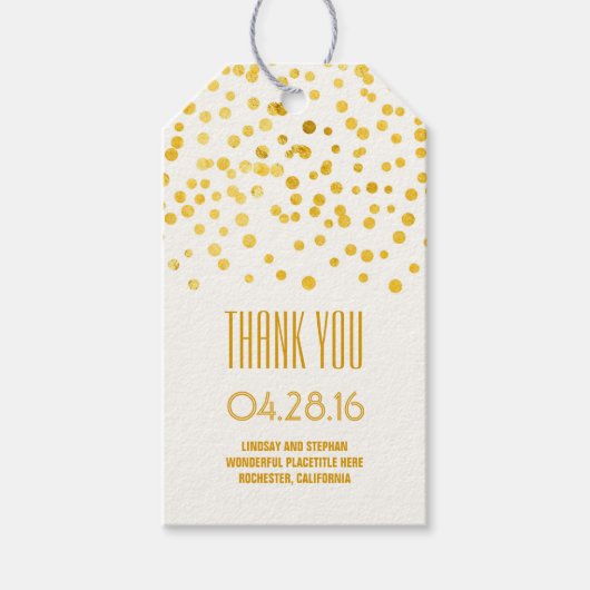 Goldene Foil Confetti Geschenkanhänger (Vorderseite)