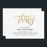 Goldene Foil-Effekt 30. Geburtstagsfeier Einladung<br><div class="desc">Diese Party Einladung aus dem 30. Jahrhundert enthält eine auffällige Goldfolie '30'. Bitte beachten Sie, dass die Goldfolie nur eine Textur ist, keine echte Folie. Für eine erweiterte Anpassung dieses Designs, z.B. das Ändern des Layouts, des Schriftartes oder der Textgröße, klicken Sie bitte auf den obigen Button "KENNEN". Bitte kontaktieren...</div>
