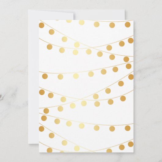 Goldene Foil-Effekt-Lichter Weiße Hochzeit Einladung (Rückseite)