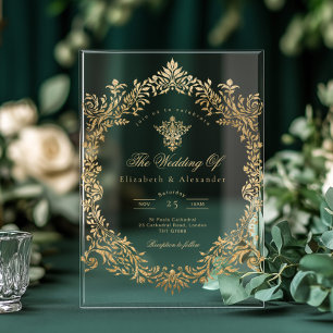 Goldene Foil Elegante Verzierte Viktorianische Hoc Acryleinladungen