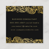 Goldene Foil Elegantes Muster Quadratische Visitenkarte (Rückseite)