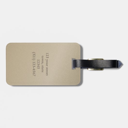 Goldene Foil Elephant Mit Monogramm Sandstein Gepäckanhänger (Rückseite horizontal)