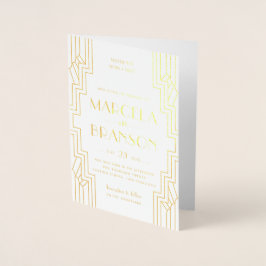 Goldene Foil Falten Art Déco Hochzeit Einladung