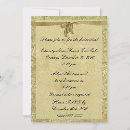 Goldene Foil-Feierlichkeiten zum Jahreswechsel Einladung (Rückseite)