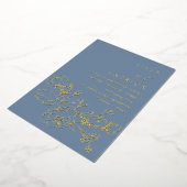 Goldene Foil florale dusty Blue Hochzeit Folieneinladung (Gedreht)