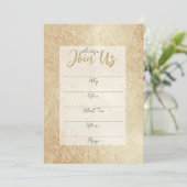 Goldene Foil-Fülle in der leeren Einladung (Stehend Vorderseite)