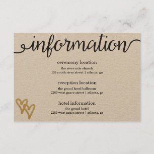 goldene Foil Hearts Kraft Paper Information Card Begleitkarte