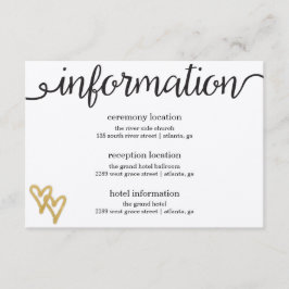 goldene Foil Hearts Kraft Paper Information Card Begleitkarte