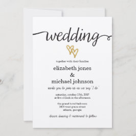 Goldene Foil Hearts Kraft Papier Einladung Hochzei