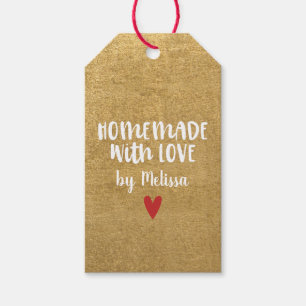 Goldene Foil-Homemade mit Liebe-Script-Herz Geschenkanhänger