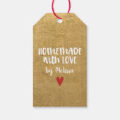 Goldene Foil-Homemade mit Liebe-Script-Herz Geschenkanhänger (Rückseite)
