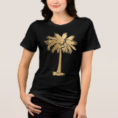 Goldene Foil Look Palm Tree Sommer Beach Tri-Blend Shirt (Vorderseite)