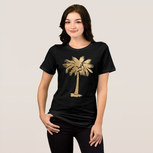 Goldene Foil Look Palm Tree Sommer Beach Tri-Blend Shirt (Vorderseite voll)