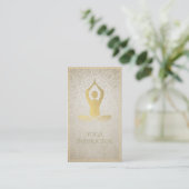 Goldene Foil Mandala Floral & Yoga Meditation Visitenkarte (Stehend Vorderseite)