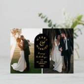 Goldene Foil Merry & Verheiratete Hochzeit Foto Ur Folieneinladung (Stehend vorne)