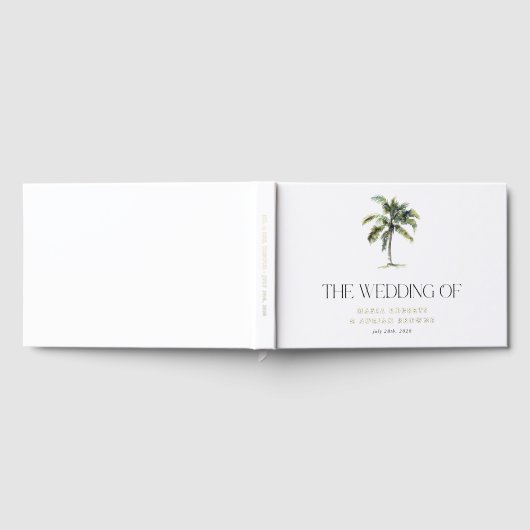 Goldene Foil Palm Tree Tropical Beach Hochzeit Gästebuch (Voll)