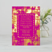 Goldene Foil Quinceañera Einladung Glam Pink Spark (Stehend vorne)