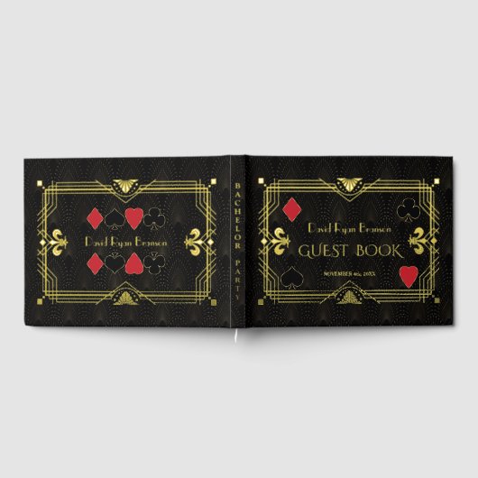 Goldene Foil Roaring 20's Art Déco Bachelor Party Gästebuch (Voll)