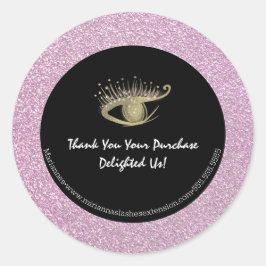 Goldene Foil Rosa Glitzer Lash Beauty Salon Busine Runder Aufkleber